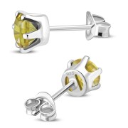 5mm Round Prong-Set Citrine Sterling Silver Stud Earrings - e444